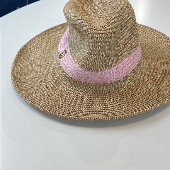 Straw Sun Hat with Pink Band - Picture 2 of 4